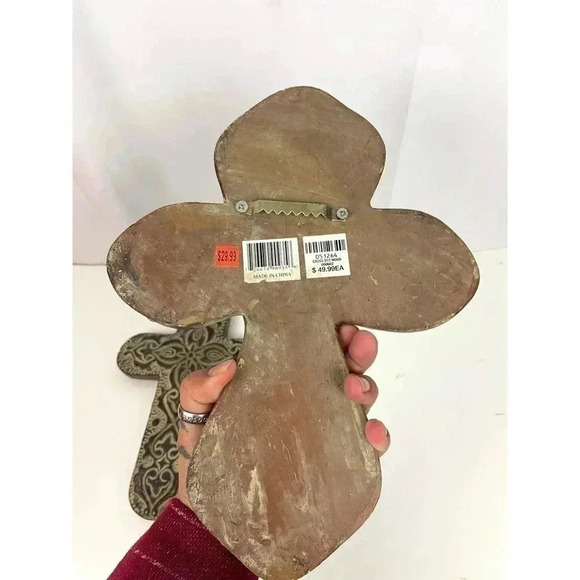 Lot of 2 Brown Rustic Heavy Wall Cross Crucifix Decor Distressed Decorative - Picture 11 of 11